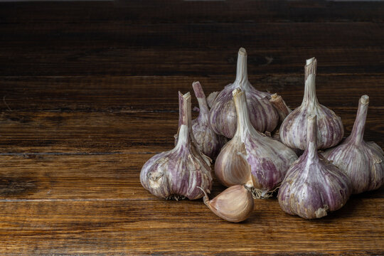 garlic on wooden background