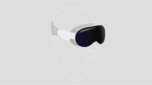 Headset vision pro illustration, line 