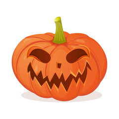 Halloween pumpkin with scary smile isolated on white