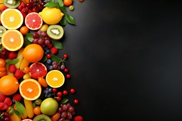 A banner design with fruits and juices theme