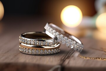 designer platinum ring accessory photography with shiny diamond generative ai