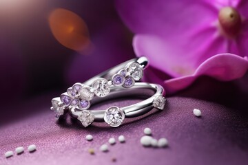 realistic platinum ring jewel photography for especial day generative ai