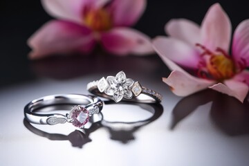 elegant and realistic wedding ring photography for couple generative ai
