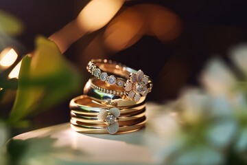royal and designer ring jewelry photography for wedding event generative ai
