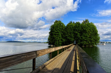 wooden bridge over the lake