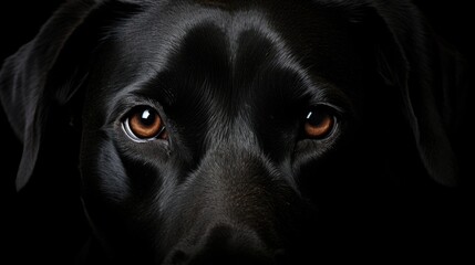 Black dog on black background - Powered by Adobe
