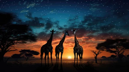 Rolgordijnen giraffes at sunset © Royal Ability