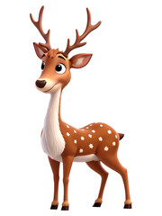 Naklejka na ściany i meble Cute cartoon christmas deer character isolated on background