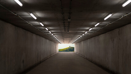 underground concrete tunnel and natural at the destination