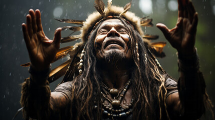 Portrait of an Indian doing the rain dance