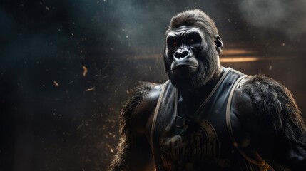 Fototapeta na wymiar Sporting humanoid gorilla