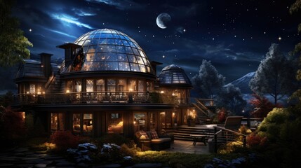 Obraz premium The observatory in the night landscape.