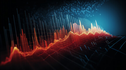 Volatility index (VIX) graph with spikes during market turbulence - obrazy, fototapety, plakaty