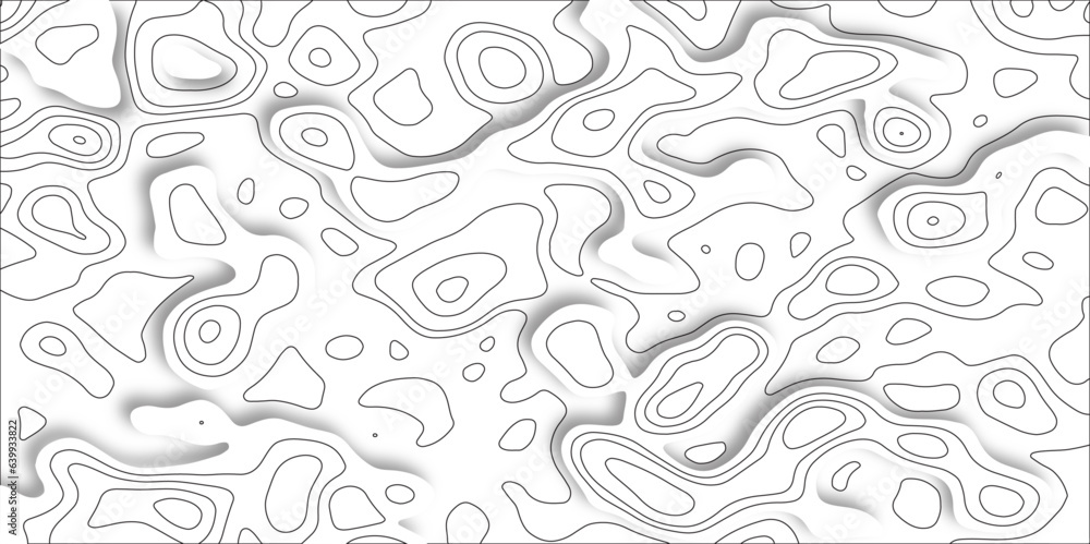 Aufkleber Topographic map. Geographic mountain relief. Abstract lines background. Topo contour map on white background, Topographic contour lines vector map seamless pattern vector illustration.