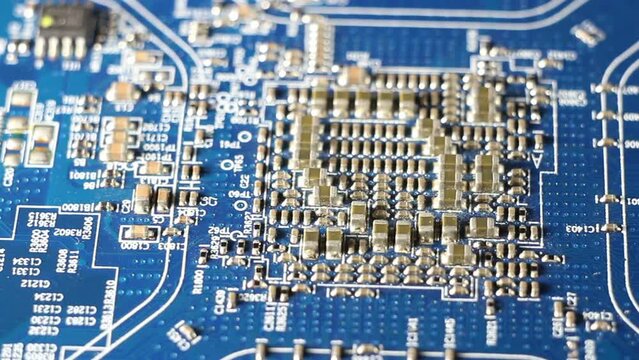 Electronic components on a computer board
