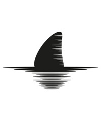 SILHOUETTE OF SHARK FIN SWIMMING ILLUSTRATION DESIGN