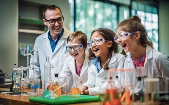 a small group of students conducting a science experiment with curiosity