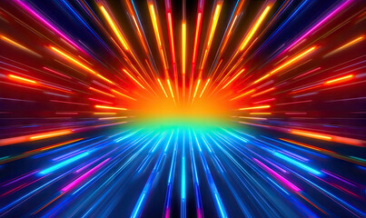 Obraz premium Neon futuristic flashes on black background. Motion light lines backdrop. For banner, postcard, book illustration. Created with generative AI tools
