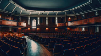 Fototapeta premium Panoramic view of empty auditorium of university.