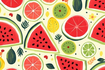 Seamless pattern with citrus fruits. Vector illustration in flat style