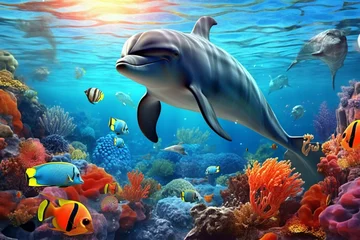 Foto op Plexiglas Dolphins in the ocean © Samira