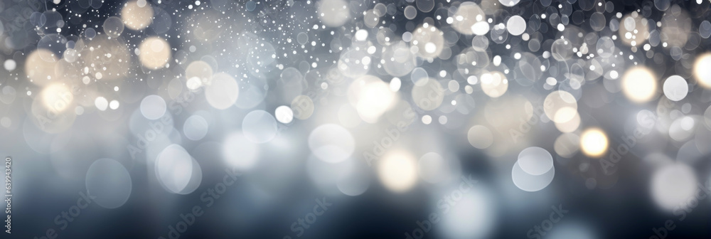 Poster abstract white and gray bokeh lights background with motion blur. generative ai