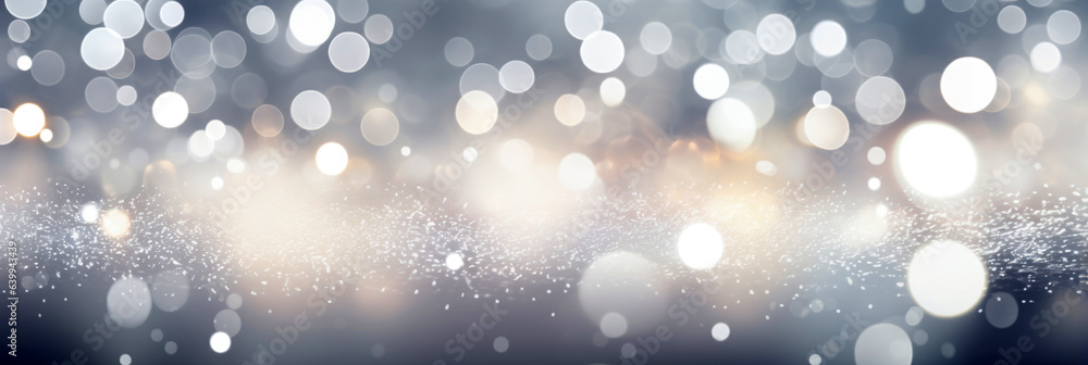 Poster abstract white and gray bokeh lights background with motion blur. generative ai