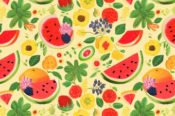 Seamless pattern with citrus fruits Vector illustration in flat style