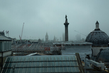 London rooftops in the fog