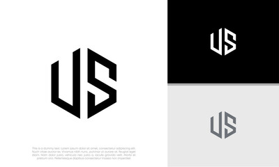 Initials US logo design. Initial Letter Logo. Innovative high tech logo template.	
