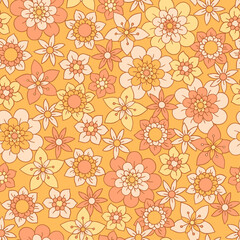 Fototapeta premium Vector Retro Floral Seamless Pattern