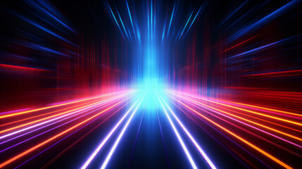 Abstract Digital Neon Light Lines in Futuristic Style