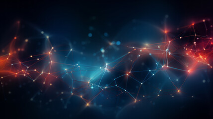 Abstract Digital Network of Glowing Lines