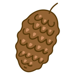 fir cone in doodle style vector illustration