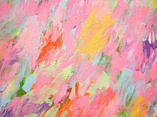 Bright brush strokes abstract background, brush texture, fragment of acrylic painting on canvas.