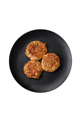 Delicious fresh fried minced fish cutlets with spices and herbs