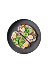 Delicious sandwiches consisting of grilled toast, canned tuna, cream cheese