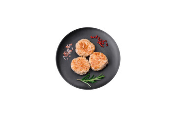 Delicious minced chicken cutlets with spices and herbs