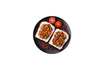 Delicious veggie sandwiches with canned tuna and mexican mix