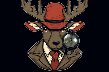 a Reindeer with a red nose is a detective, anime artstyle, comic, stylized - Generative Ai