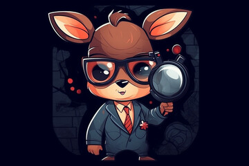 a Reindeer with a red nose is a detective, anime artstyle, comic, stylized - Generative Ai