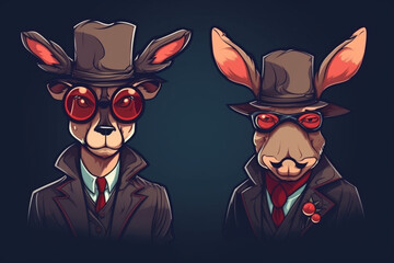 a Reindeer with a red nose is a detective, anime artstyle, comic, stylized - Generative Ai