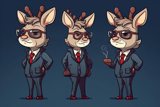 a Reindeer with a red nose is a detective, anime artstyle, comic, stylized - Generative Ai