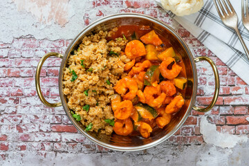 Coconut prawn curry with cauliflower rice