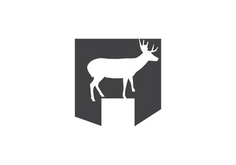 this is a letter A text and deer head logo design