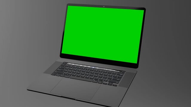 Floating Laptop Presentation Animation with Green Screen