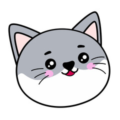 Fototapeta na wymiar Cute cat face. Cartoon style vector set. Cat head emoticon isolated on white background