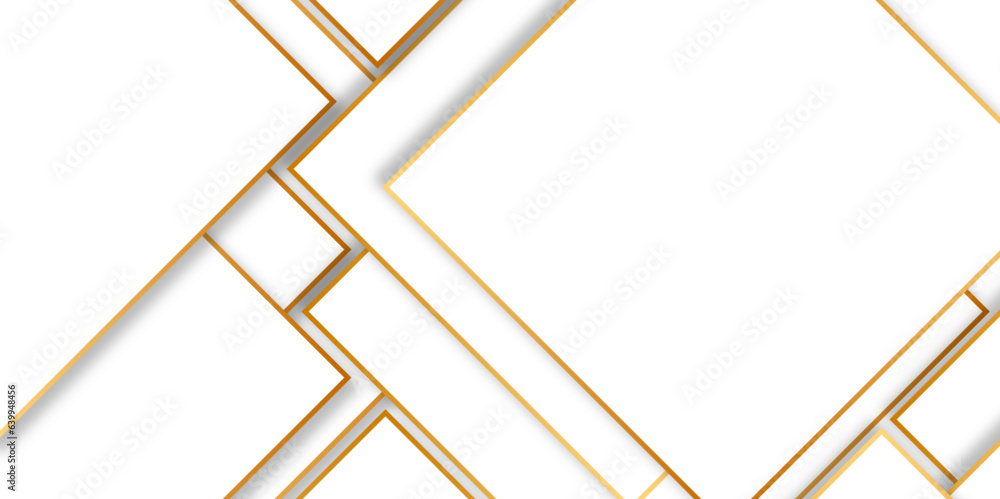 Aufkleber Luxury elegant white background with gold lines composition and luster effect. Business presentation layout. Abstract Background White and Gold Color Modern Minimal Design
