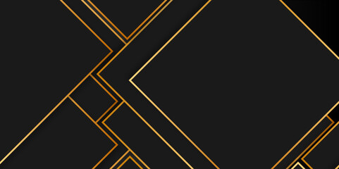 Luxury elegant black background with gold lines composition and luster effect. Business presentation layout. Abstract Background Black and Gold Color Modern Minimal Design
