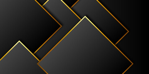 Dark backdrop rectangles with golden lines background. Modern abstract background black dop with golden luxury. Seamless surface pattern design with diamonds ornament. Lozenge motif. Repeated black. - obrazy, fototapety, plakaty
